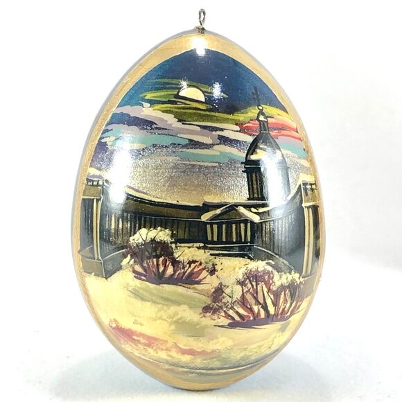 Russian Hand Painted Wooden Eggs Orthodox Christian black lacquer ornaments - Picture 3 of 12